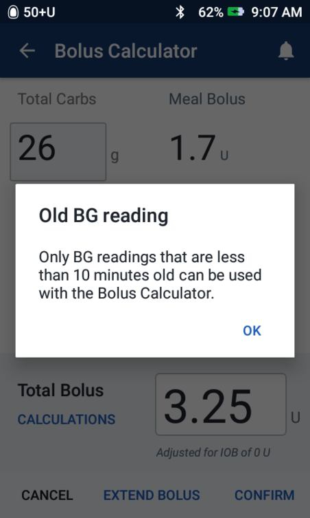 Omnipod DASH PDM Correction screenshot