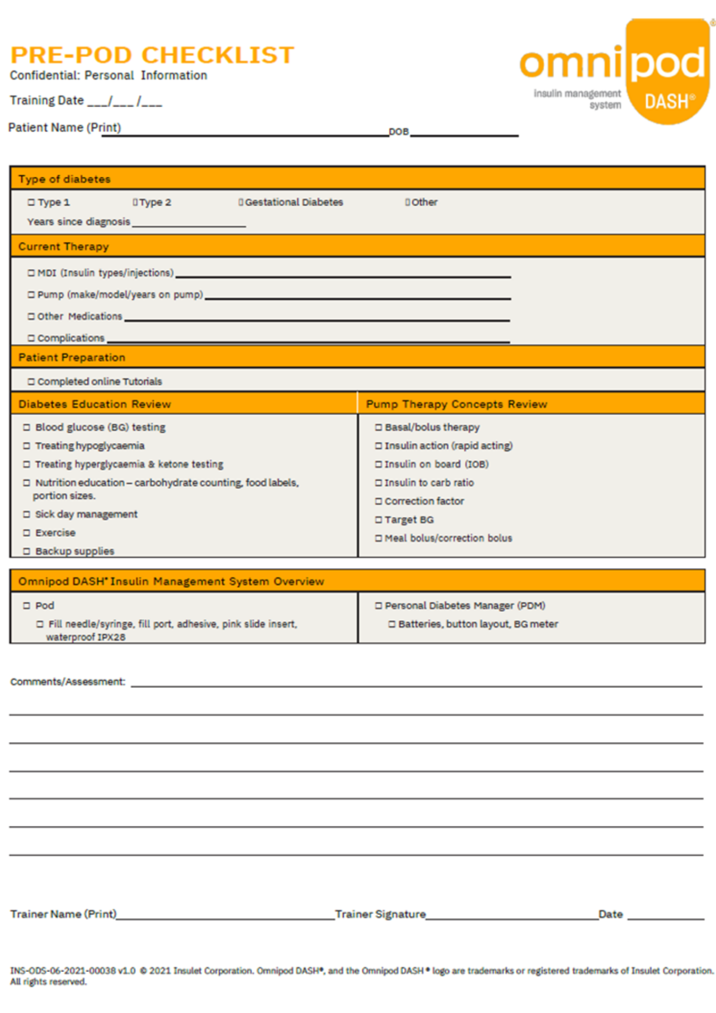 Pre-Pod Training Checklist