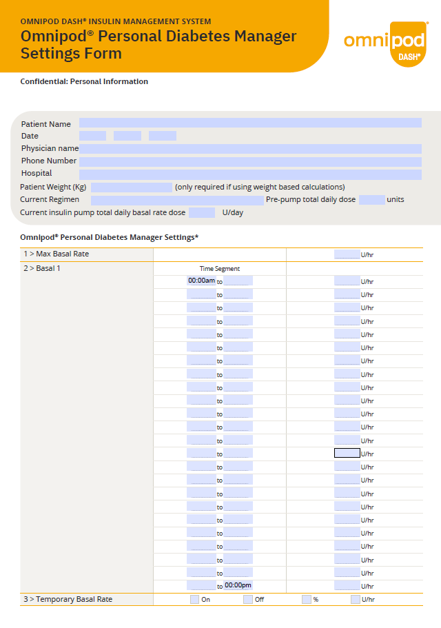 Omnipod DASH Therapy Settings