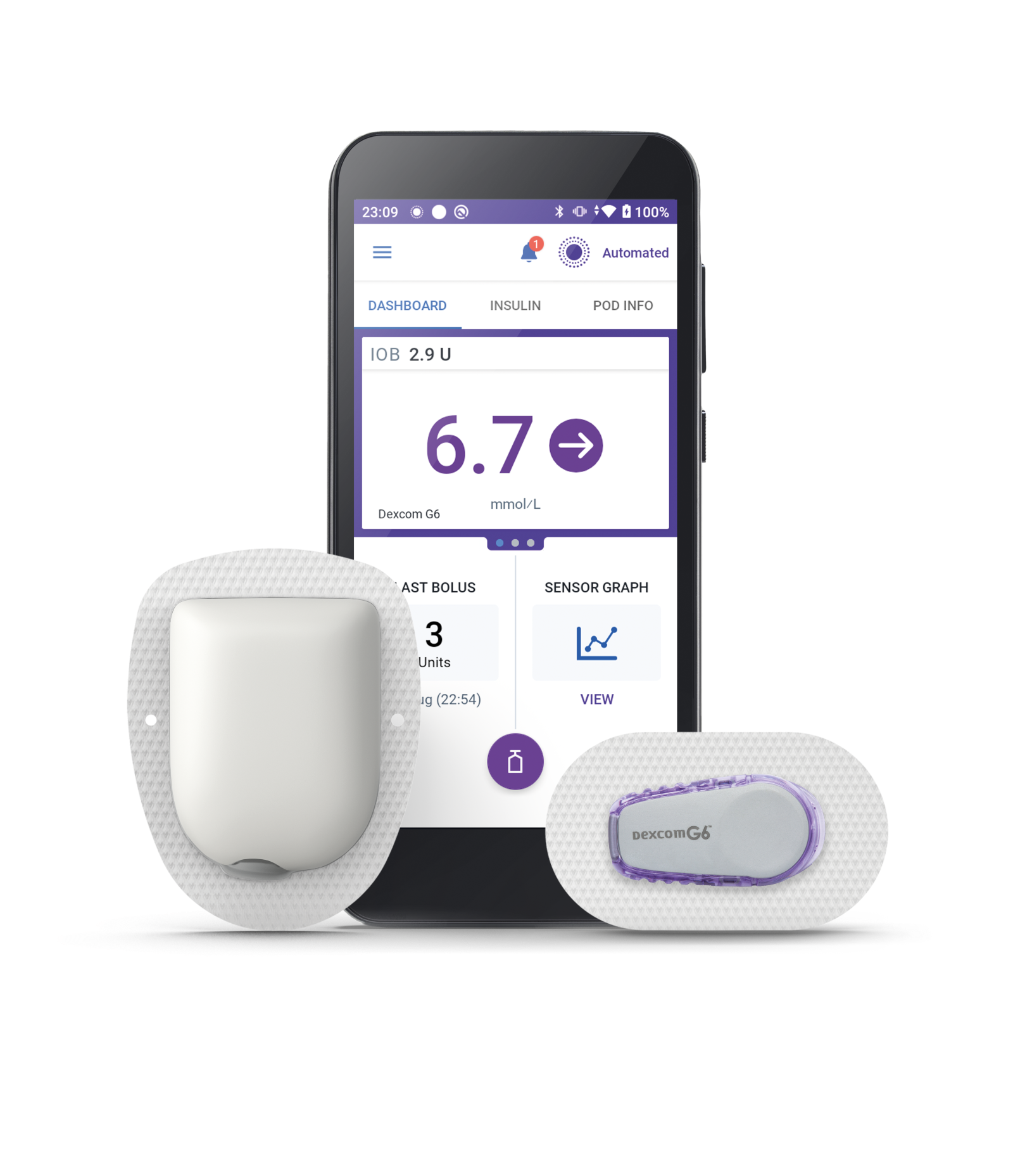 Omnipod 5 PDM POD Dexcom Right MMOL