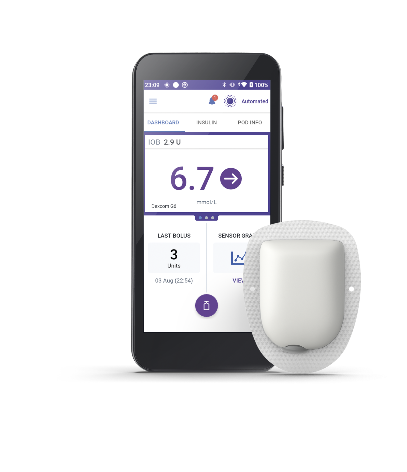 Omnipod 5 PDM POD Right MMOL