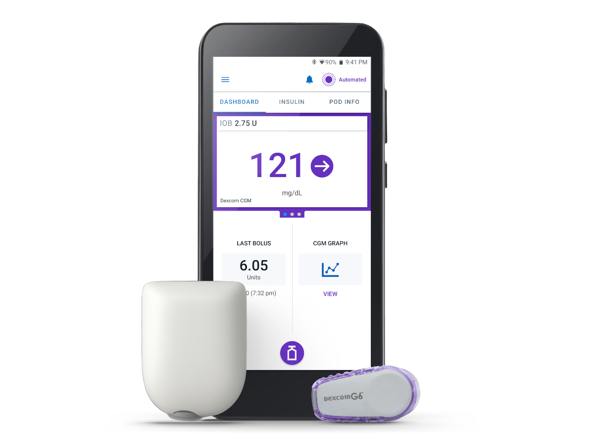 Omnipod 5 Phone Product Pod Dexcom G6 and Controller Updated 1200x900