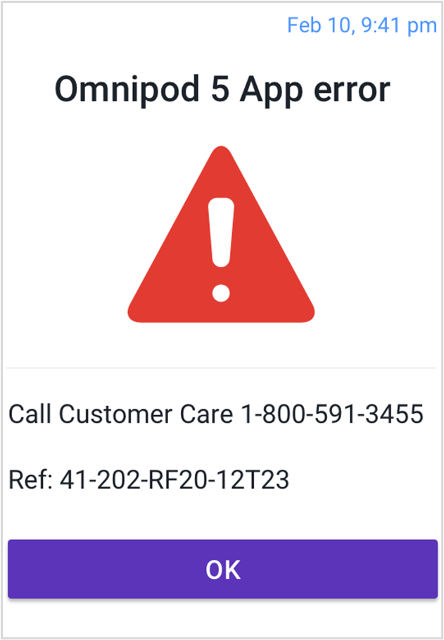 Omnipod 5 App Error message