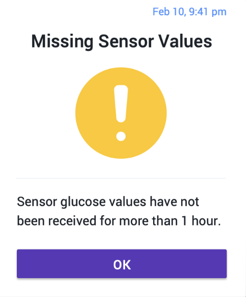 Omnipod 5 Missing Sensor Values alert