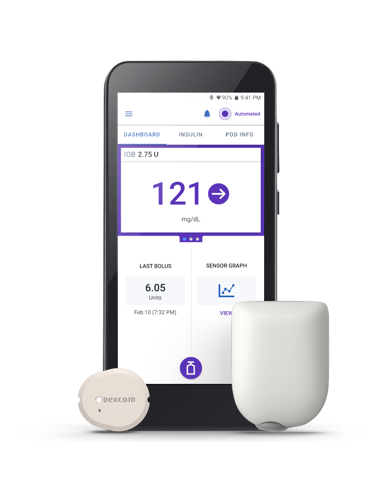 Omnipod 5 POD PDM no adhesive Dexcom G7 left