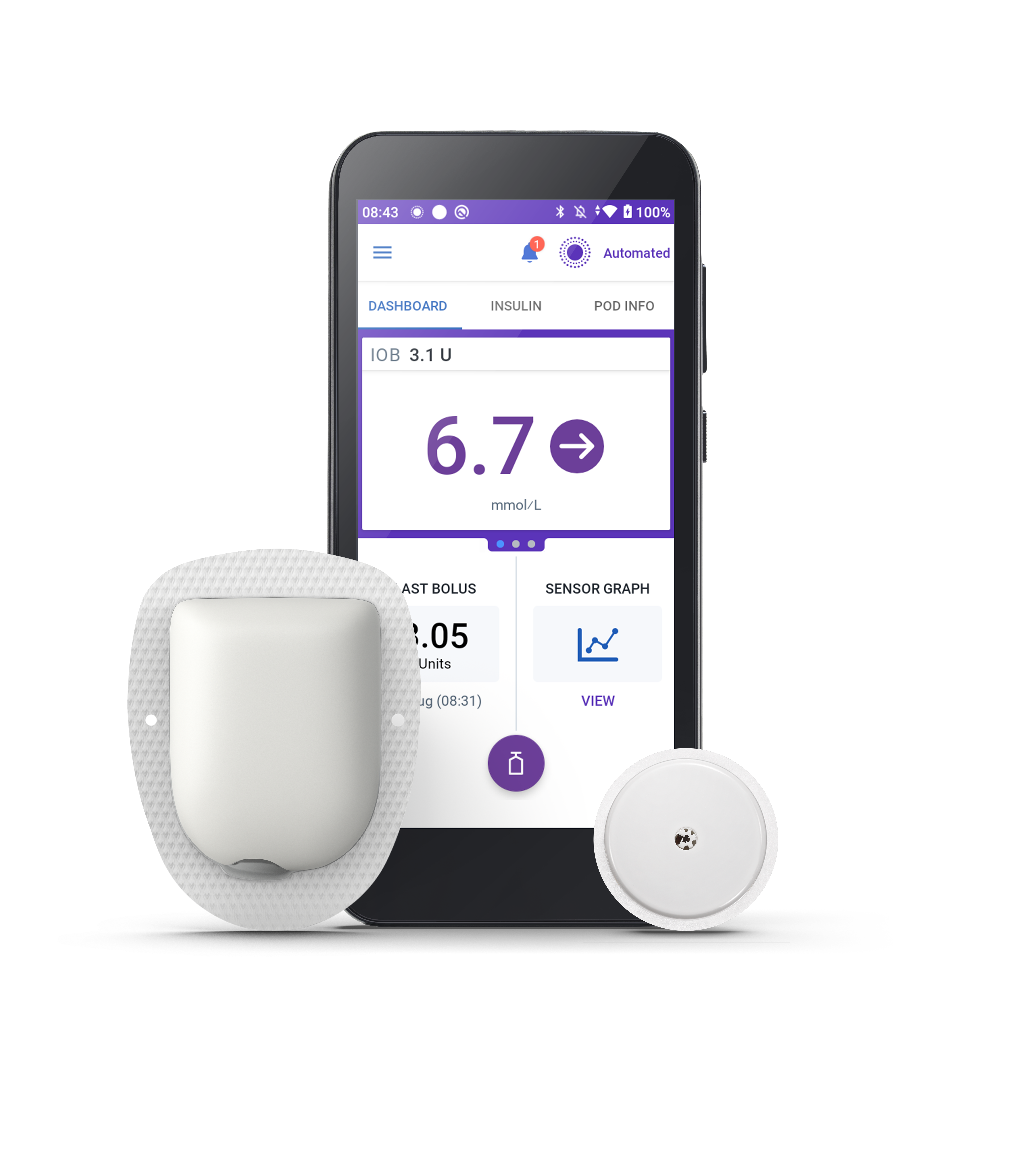 Omnipod 5 Controller with Libre 2 Plus