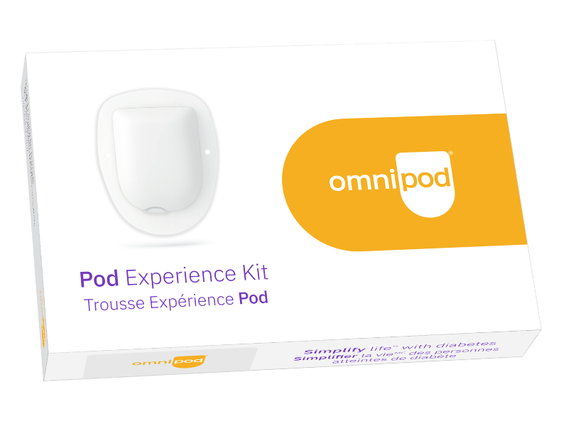 Omnipod Pod Experience Kit box English and French