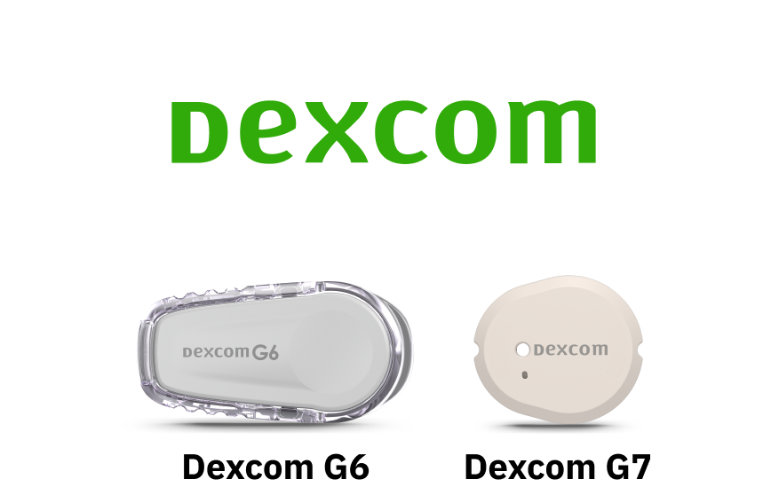 Dexcom G6 and G7 with product names underneath
