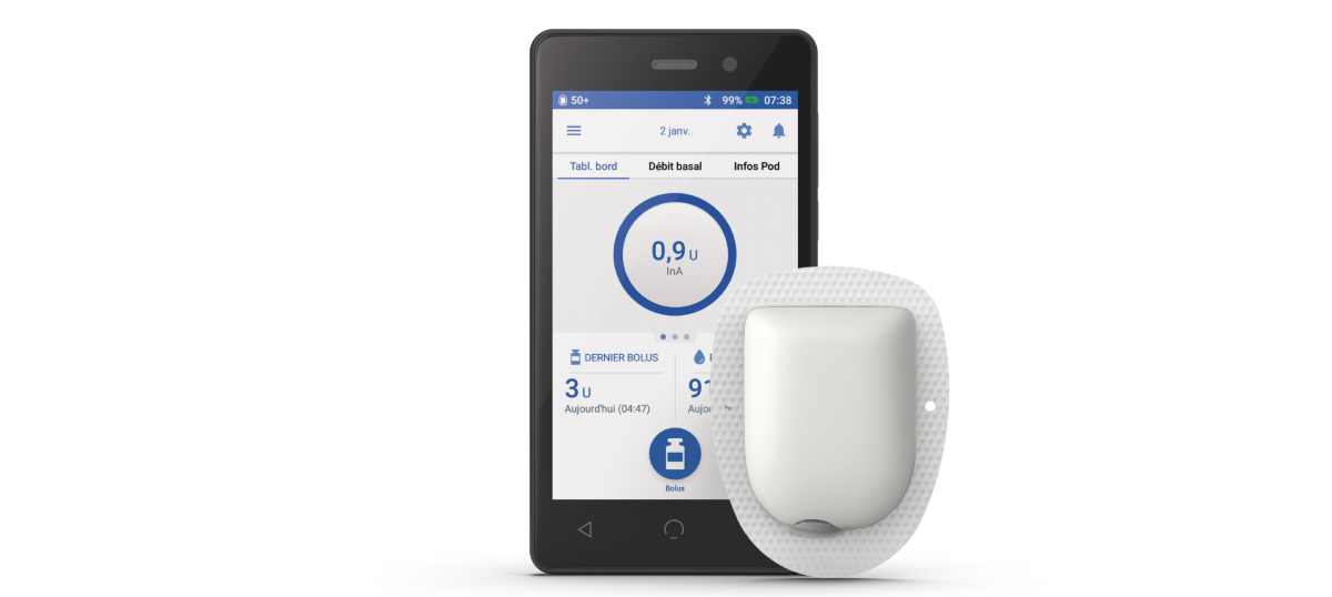 Omnipod DASH with Pod in mg/dL in French