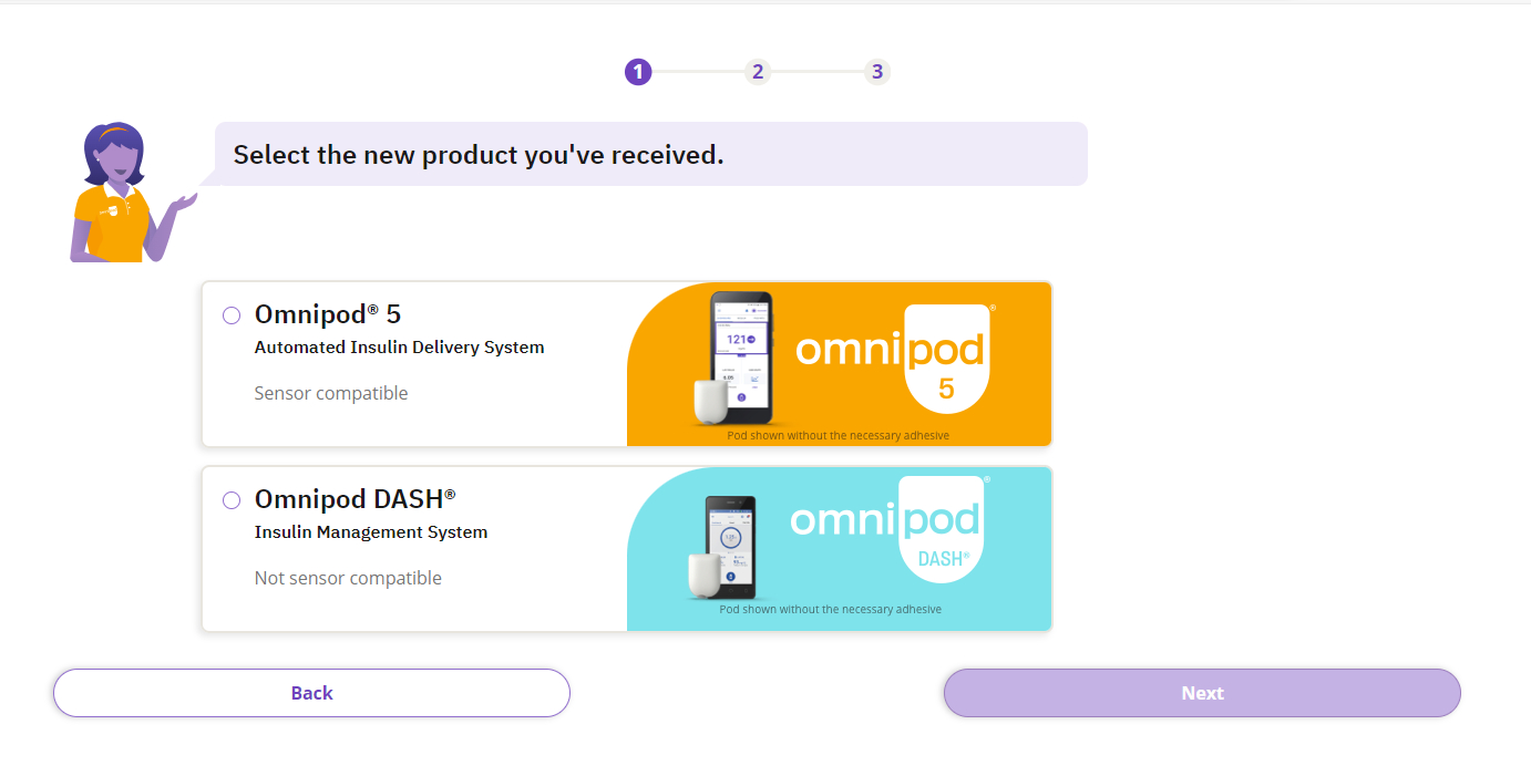 Omnipod ID: Select Omnipod 5 option