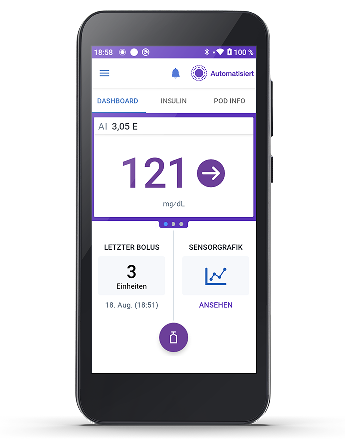 Omnipod 5 in German using mg/dL