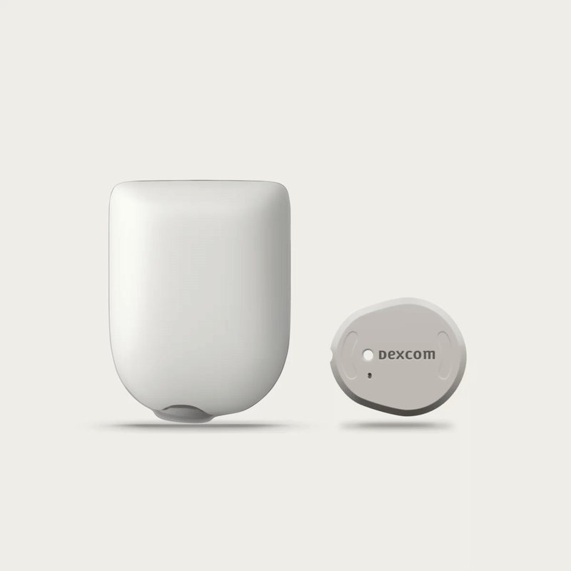GIF image of Omnipod Pod and Dexcom G7 that rotates in and out with FreeStyle Libre 2 Plus sensor