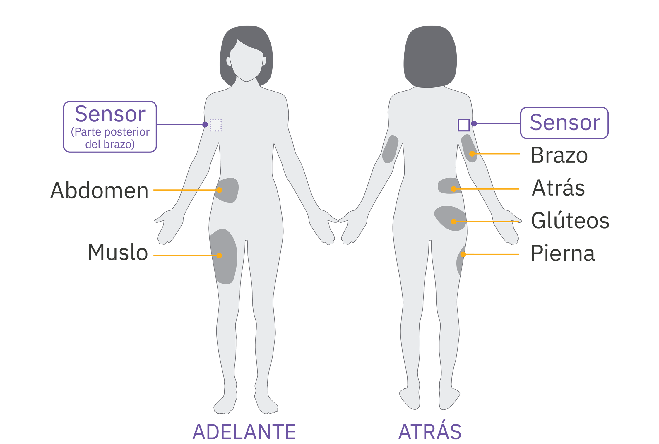 Pod sensor placement diagram on adult