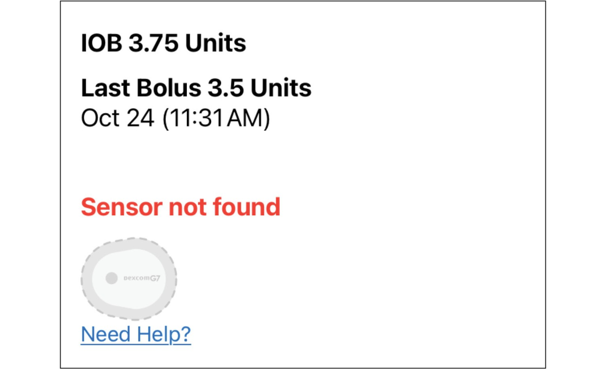 Omnipod 5 with iPhone and Dexcom G7, "Sensor not found" error message