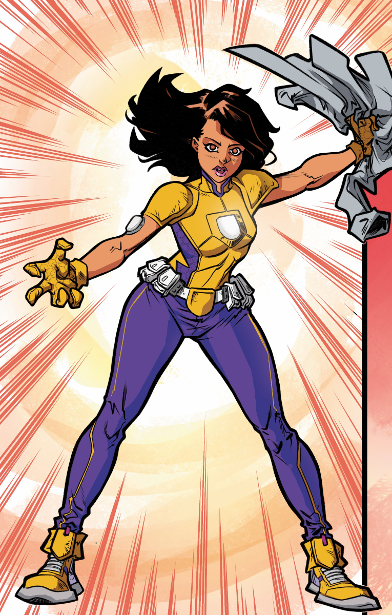 Marvel superhero, "Dyasonic," throwing a white shirt into the air