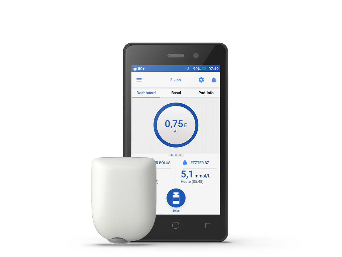 Omnipod DASH with Pod in mmo/L in German