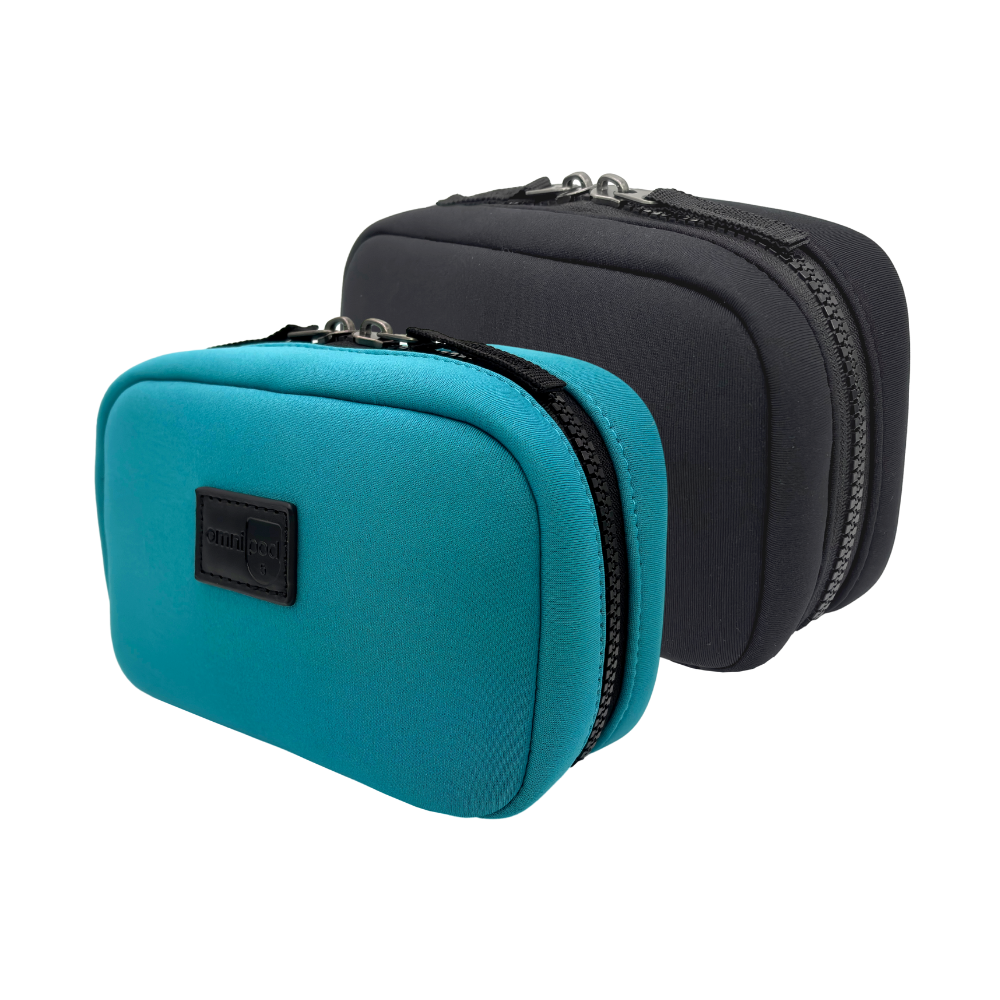 Two carrying cases (one teal and one black) from Sugar Medical