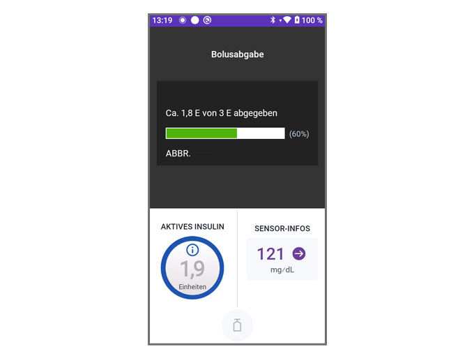 dashboard of auto delivering bolus