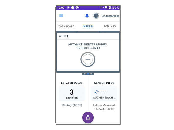 Insulin auto searching screen