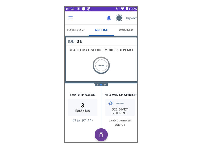 Insulin auto searching screen