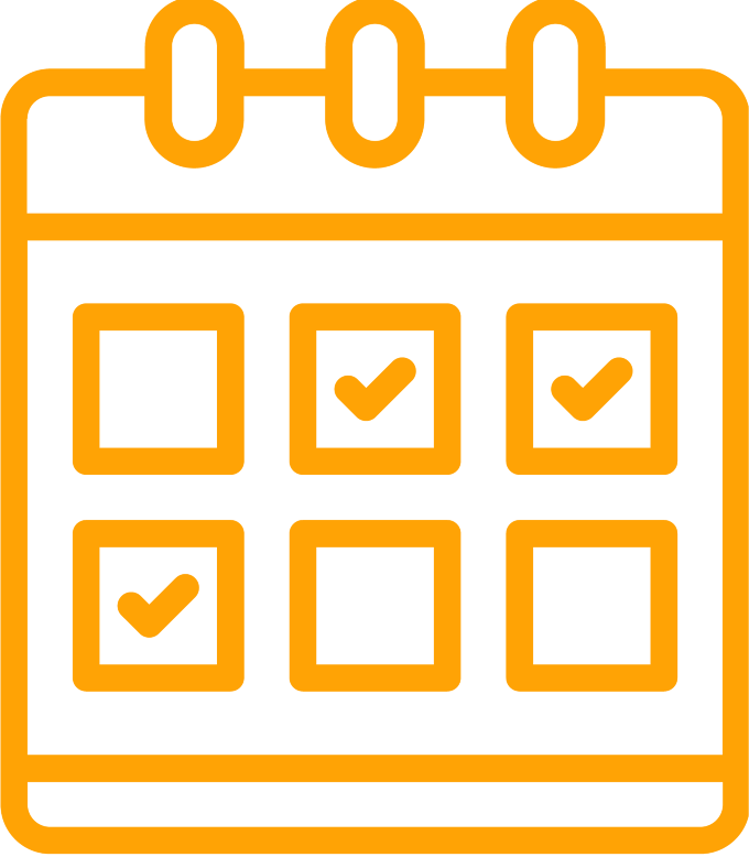 Orange icon of a calendar