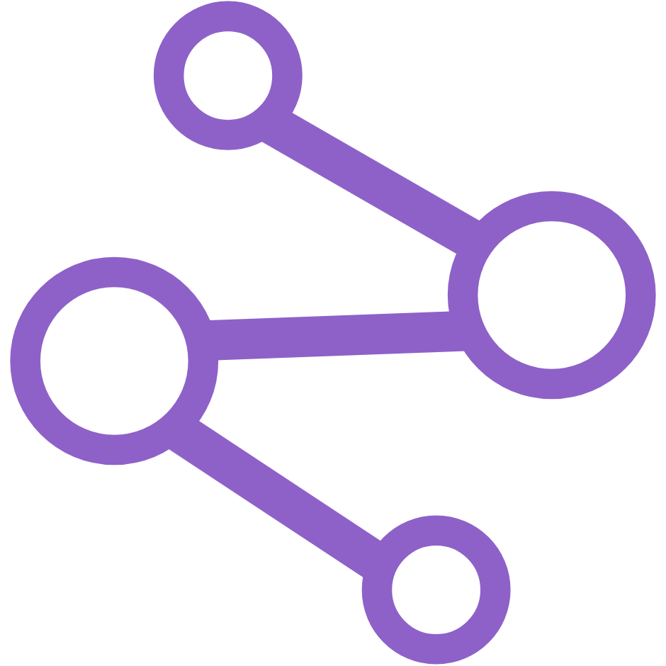 Purple zig zag lines with circles at each angle