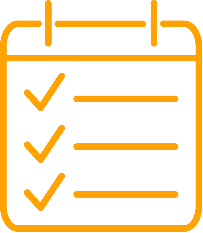 Orange icon of a checklist