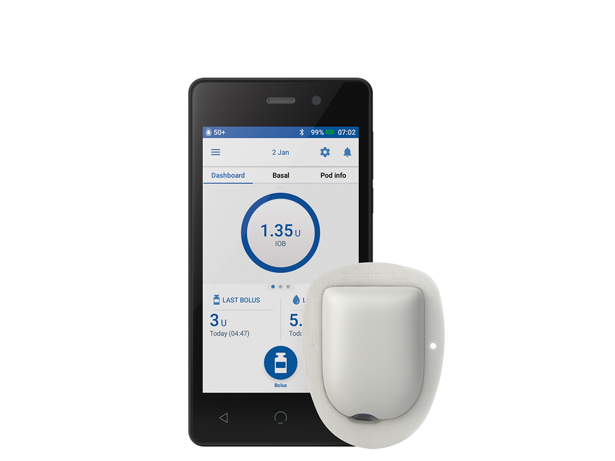 Omnipod DASH with Pod (with adhesive) in mmo/L English