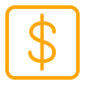 Line art of USD dollar sign in mango orange