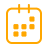 Line art icon of a calendar in mango orange