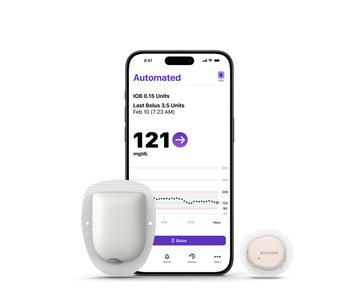 Omnipod 5 with iPhone, with Pod and Dexcom G7