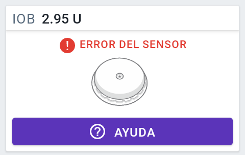 Panel de control, mostrando error del sensor
