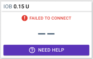 Dashboard, showing failed to connect