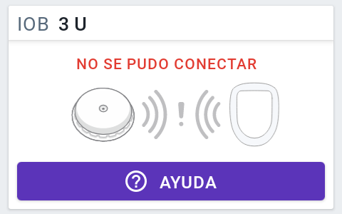 Panel, mostrando fallo al conectar