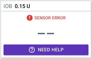 Dashboard, showing sensor error