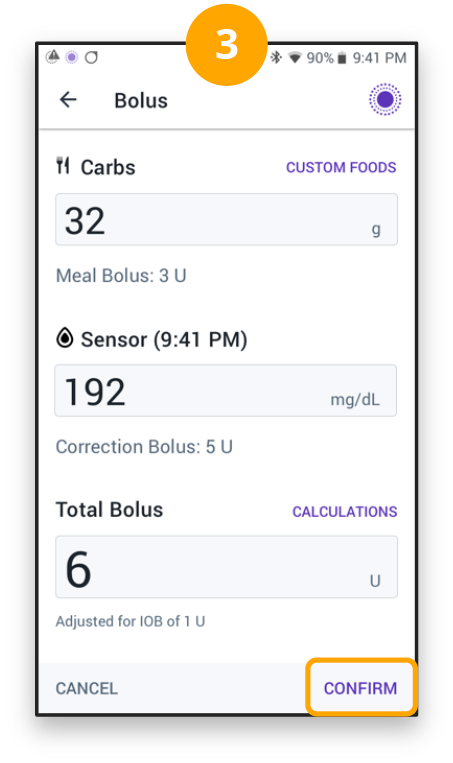 Custom food selection confirm