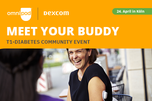 Banner mit dem Text: Triff deinen Freund, Typ-1-Diabetes-Gemeinschaftsveranstaltung, 24. April