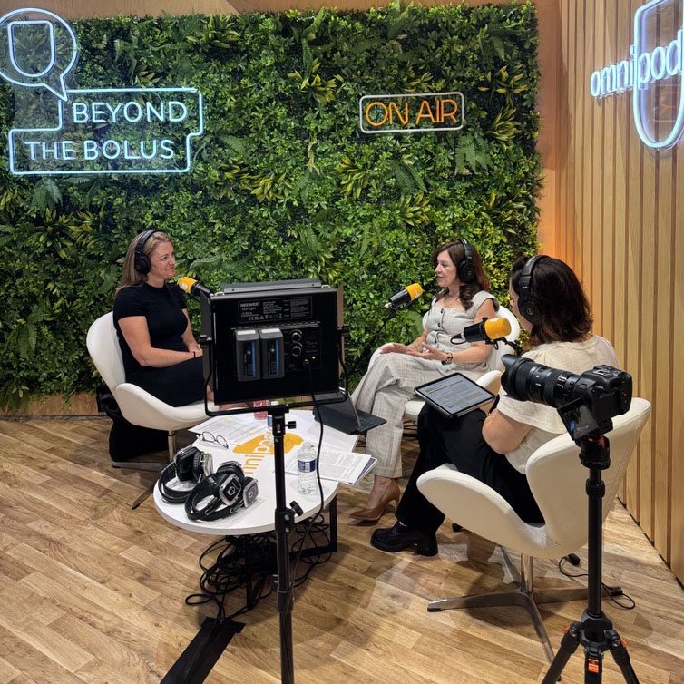 Beyond the Bolus podcast studio behind the scenes with 3 podcasters on stage