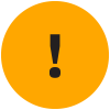 Icon of a black exclamation point within a mango orange circle