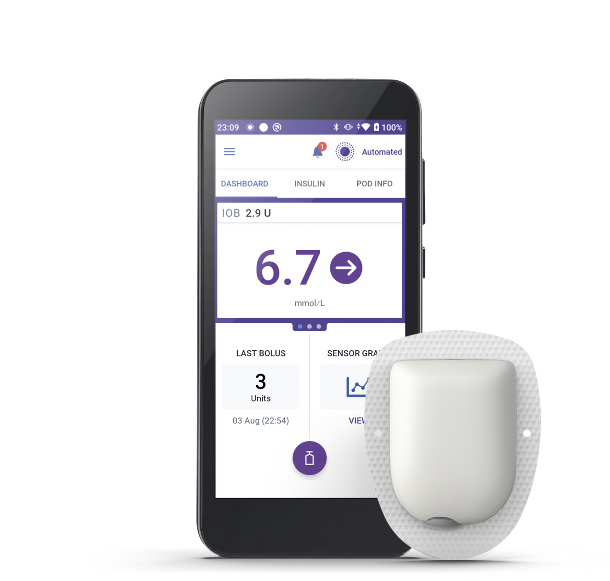 Omnipod 5 controller and pod 