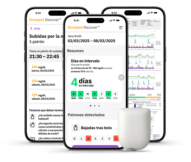 Omnipod Discovery screens