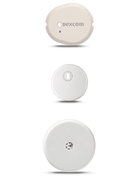 Sensors Dexcom G7, FreeStyle Libre 2 Plus, and FreeStyle Libre 3 Plus stacked on top vertically