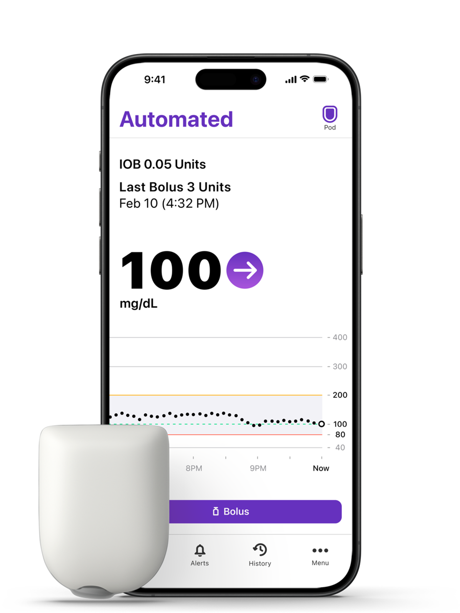 Omnipod 5 with target glucose 100 mg/dL and Pod