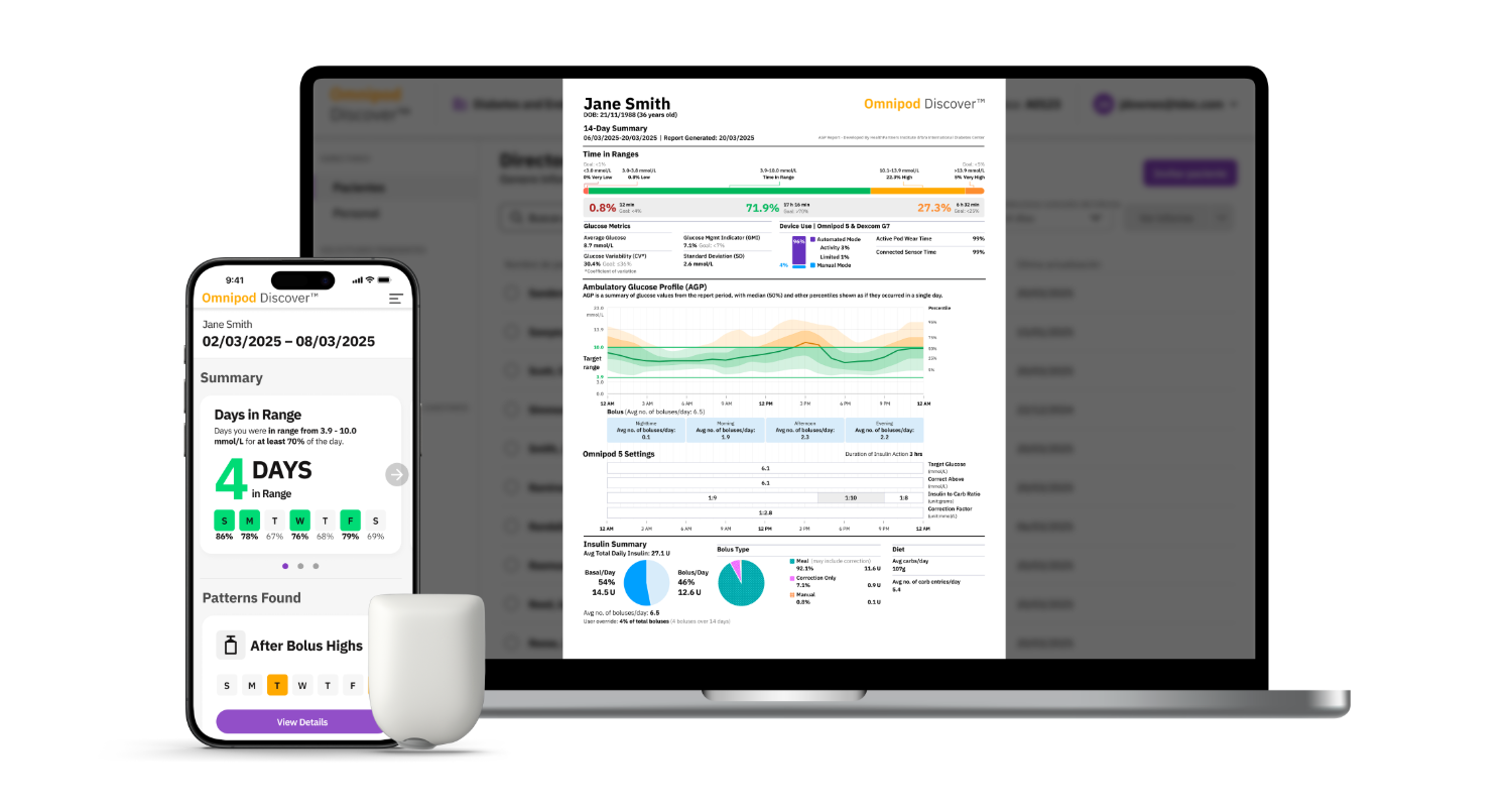 HCP Omnipod iPhone and laptop ecosystem