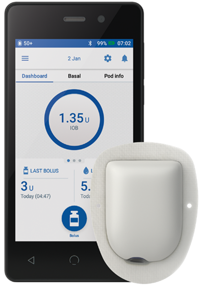 Omnipod 5 with Pod right hand side