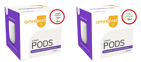Omnipod 5 box art render with CGM compatibility 