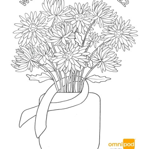 vase of flowers colouring page