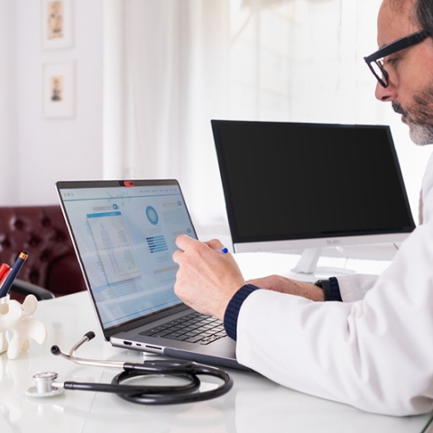 Healthcare professional on the computer
